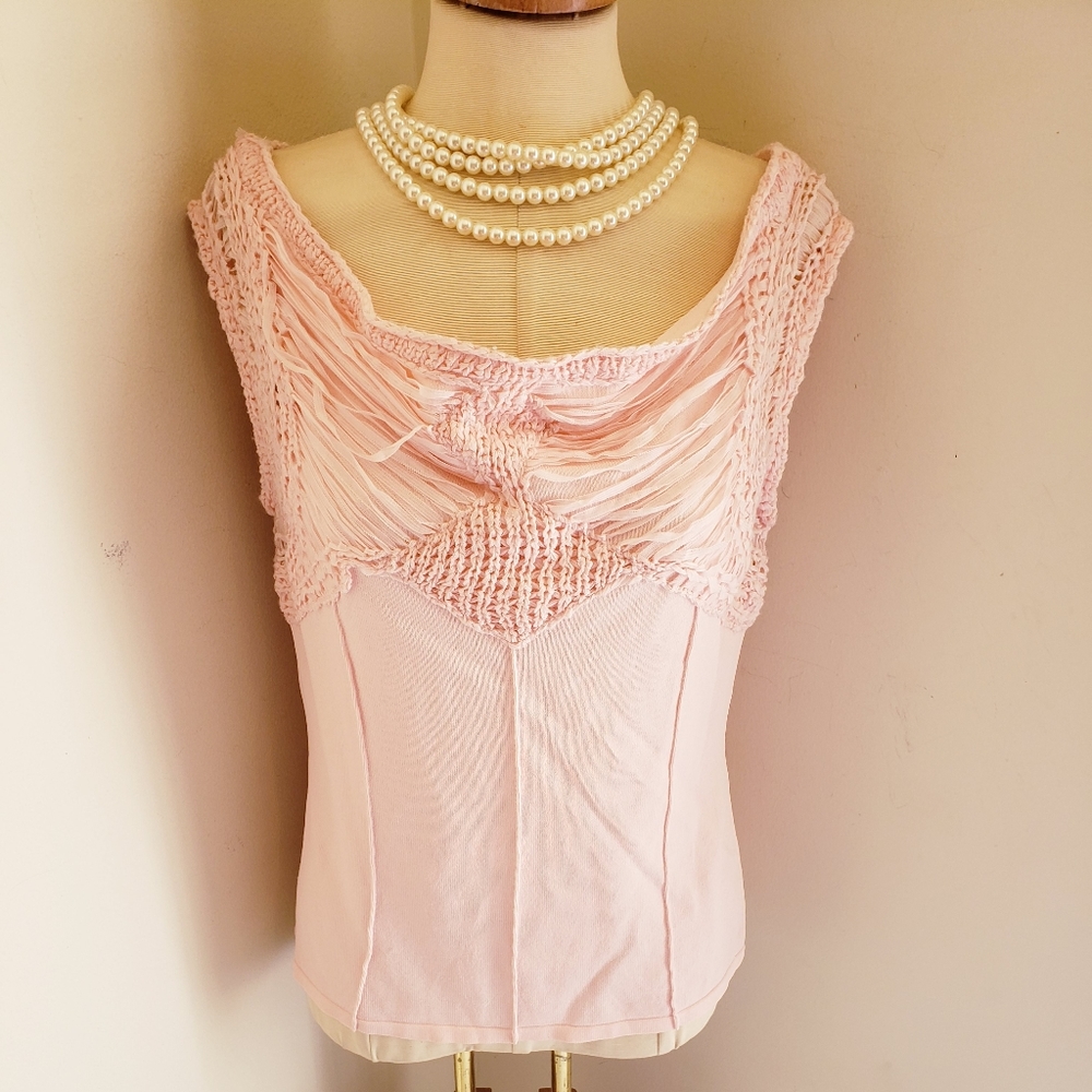 CABO SEXY PEACHY PINK SHREDDED TOP